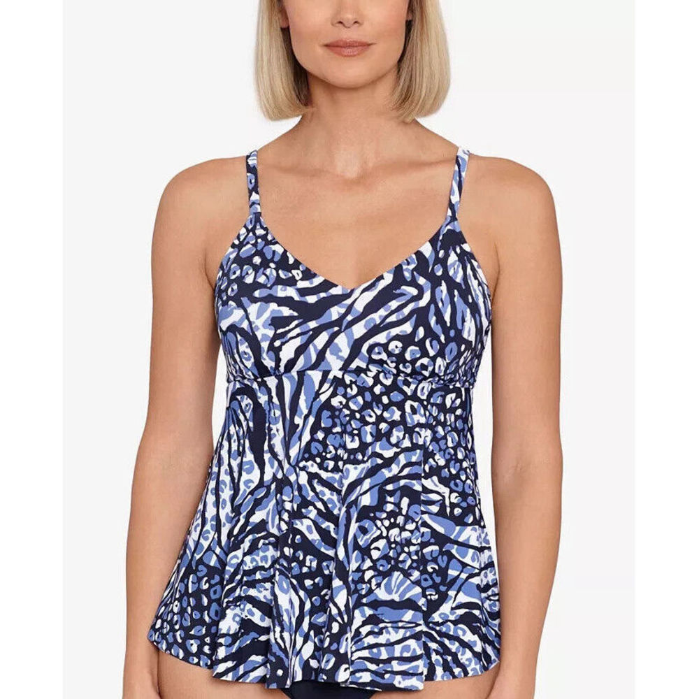 Swim Solutions Women's Printed Underwire Tankini Top Size 8